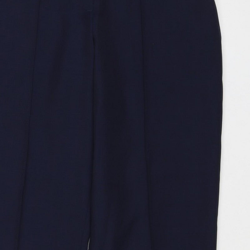 Marks and Spencer Women Navy UK 10 Short Wide-Leg Elastic Waist Trousers