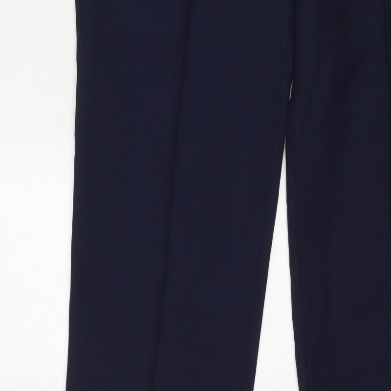 Marks and Spencer Women Navy UK 10 Short Wide-Leg Elastic Waist Trousers
