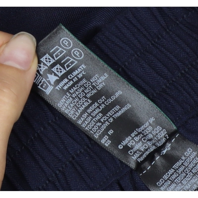 Marks and Spencer Women Navy UK 10 Short Wide-Leg Elastic Waist Trousers