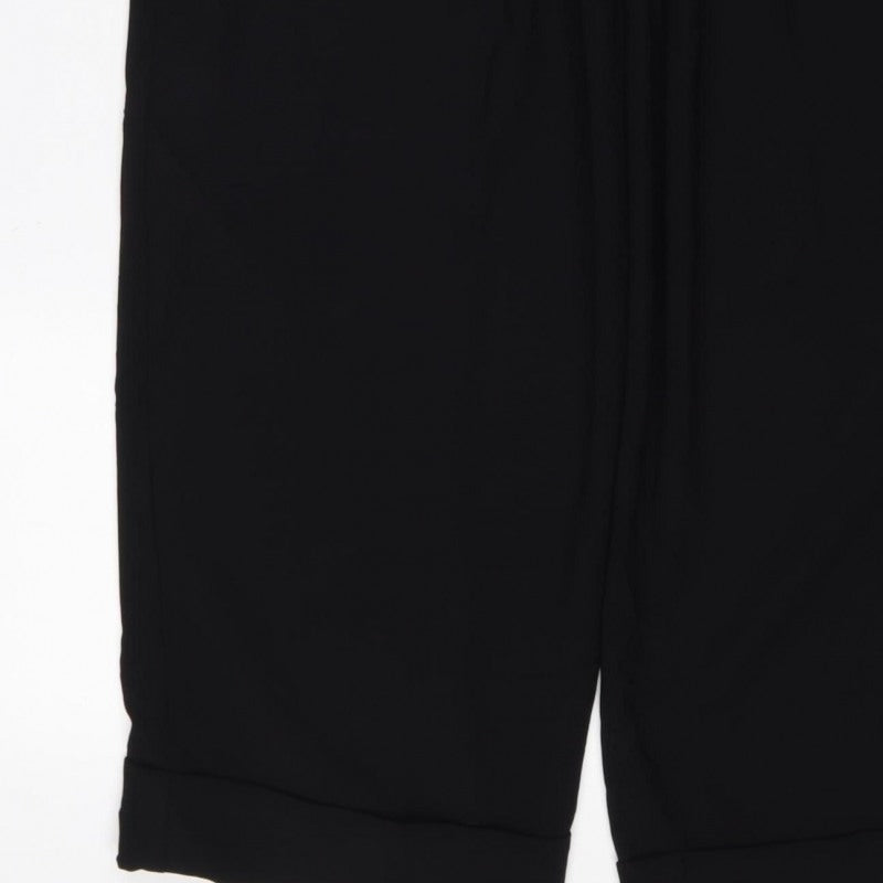Marks and Spencer Women's Black UK 8 Short Belted Tapered Trousers