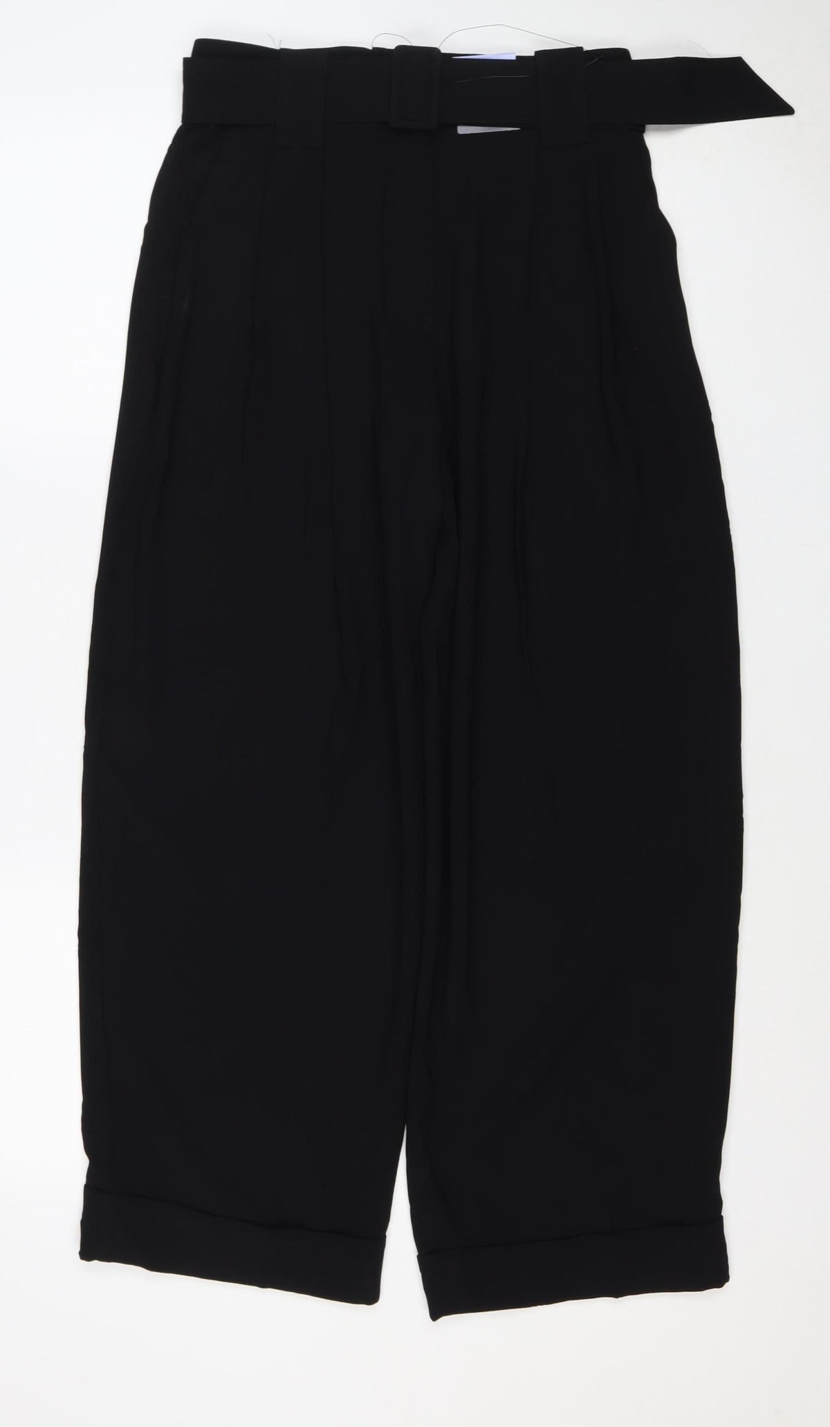 Marks and Spencer Women's Black UK 8 Short Belted Tapered Trousers