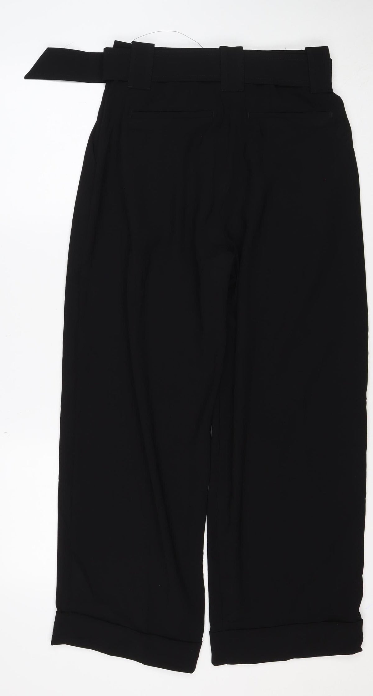 Marks and Spencer Women's Black UK 8 Short Belted Tapered Trousers