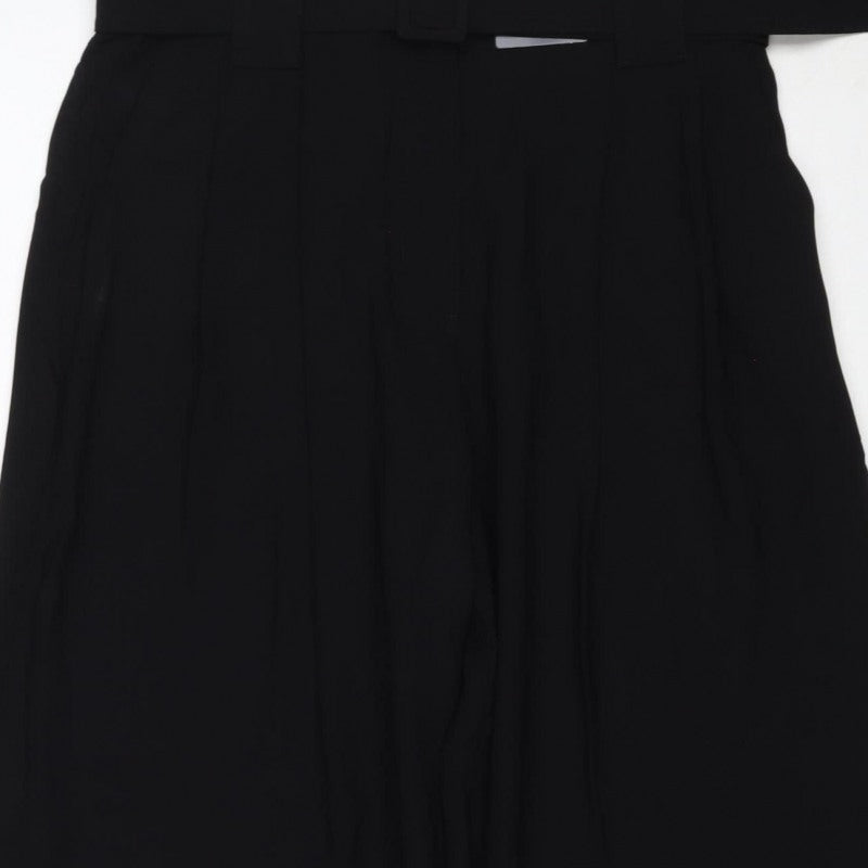Marks and Spencer Women's Black UK 8 Short Belted Tapered Trousers