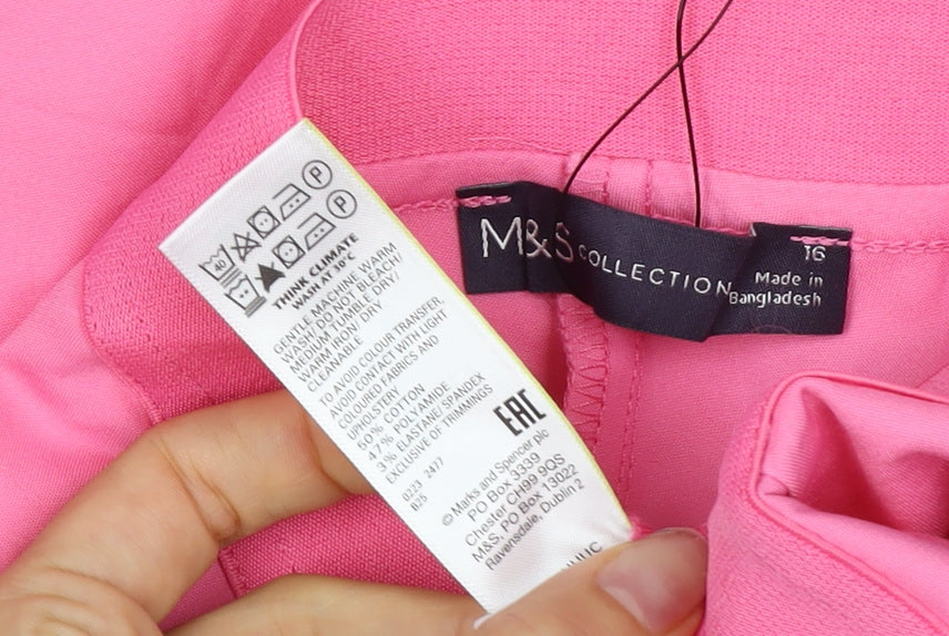 Marks and Spencer Women Pink Size 16 Straight Leg Stretch Trousers