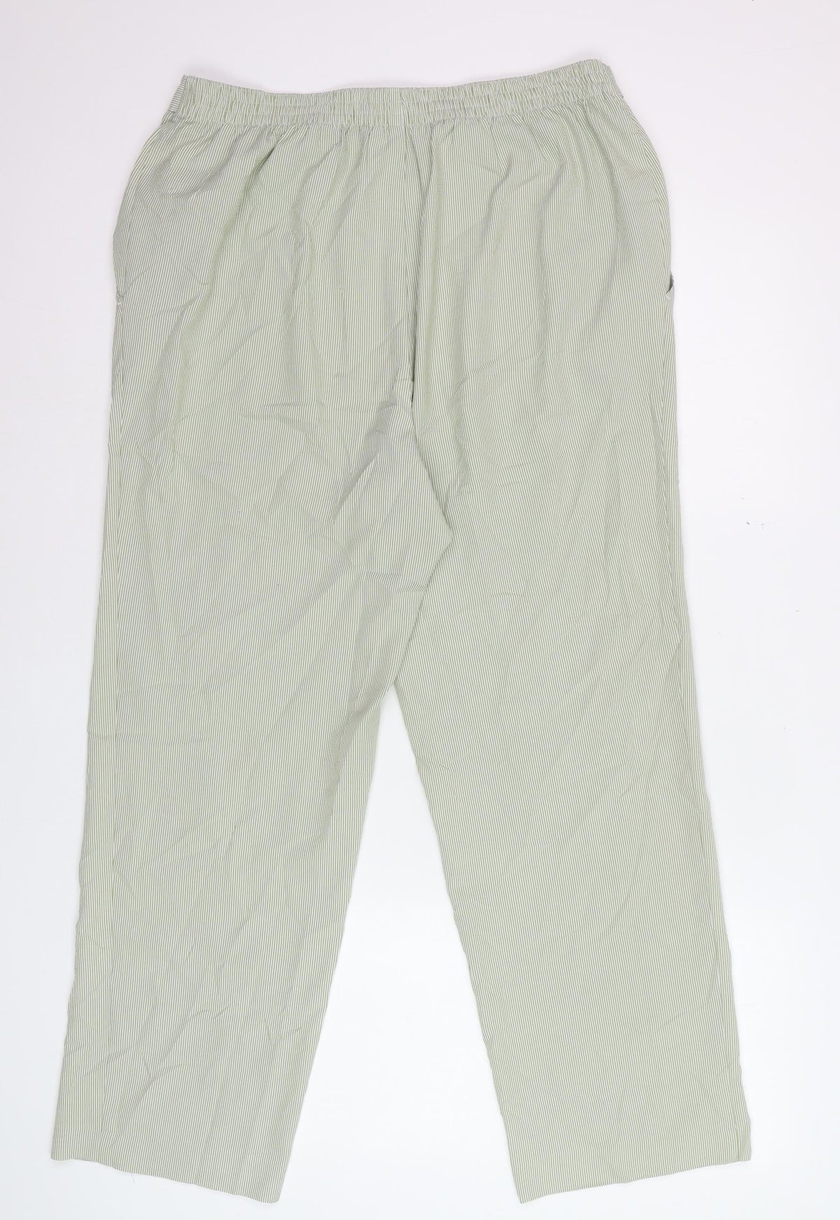 Marks & Spencer Women Green Striped Size 14 Straight Trousers