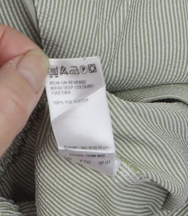 Marks & Spencer Women Green Striped Size 14 Straight Trousers