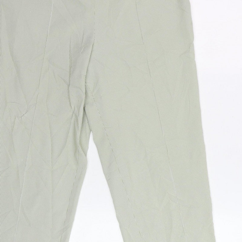 Marks & Spencer Women Green Striped Size 14 Straight Trousers