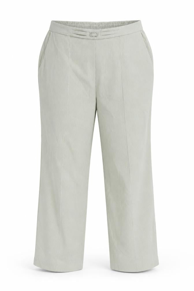 Marks & Spencer Women Green Striped Size 14 Straight Trousers