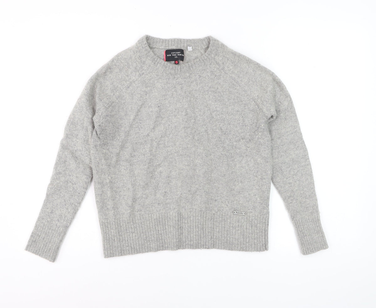 Superdry Women’s Grey S Crew Neck Raglan Knit Pullover Jumper