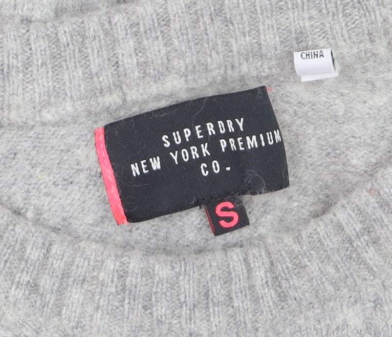 Superdry Women’s Grey S Crew Neck Raglan Knit Pullover Jumper