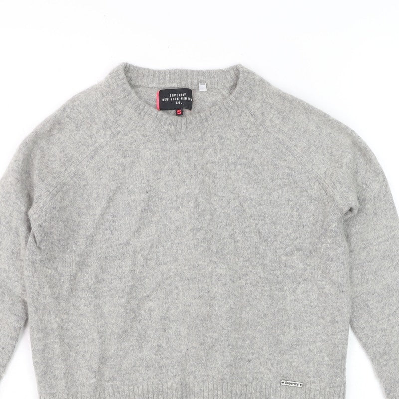 Superdry Women’s Grey S Crew Neck Raglan Knit Pullover Jumper