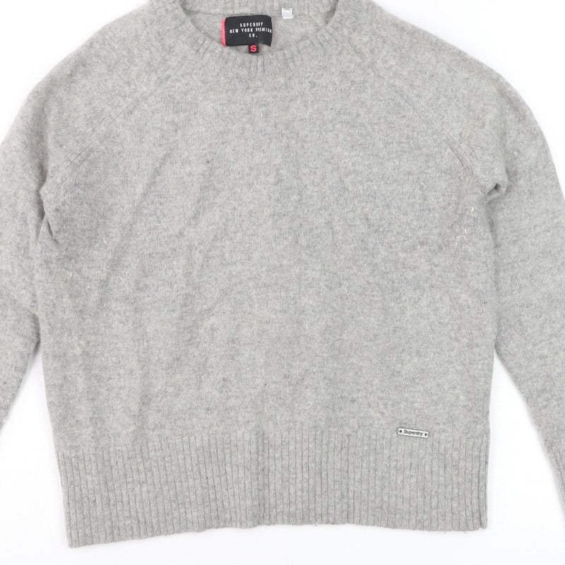 Superdry Women’s Grey S Crew Neck Raglan Knit Pullover Jumper