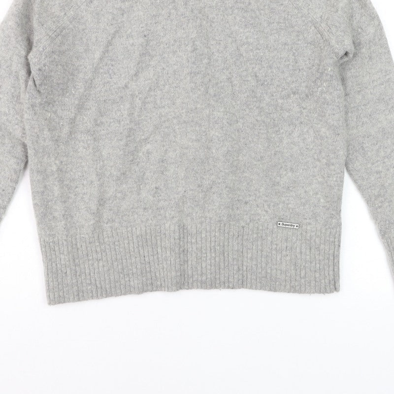 Superdry Women’s Grey S Crew Neck Raglan Knit Pullover Jumper