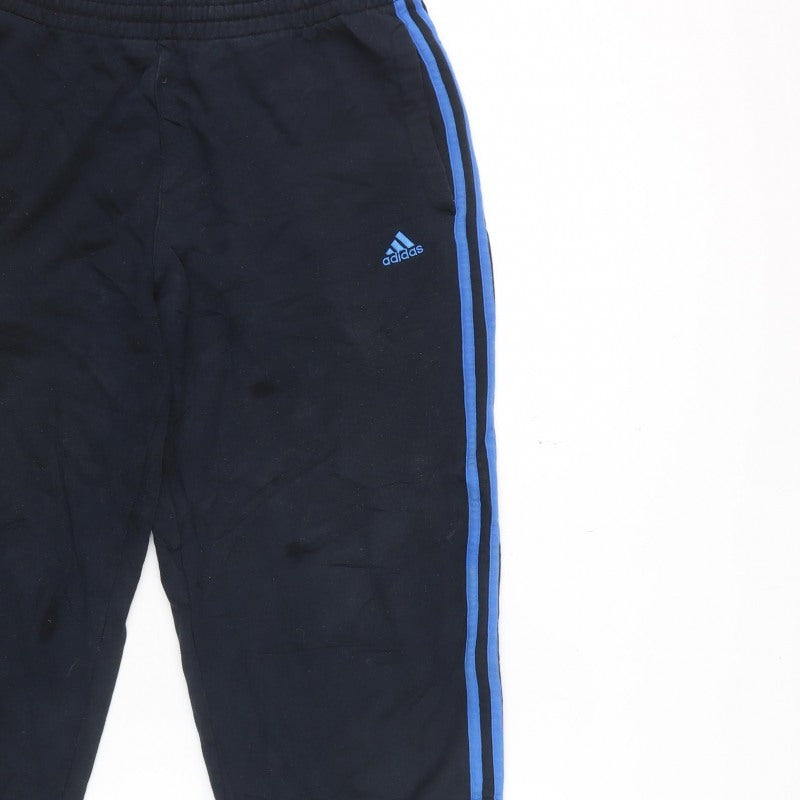 Adidas Men's Blue L Performance Essentials 3 Stripe Track Pants
