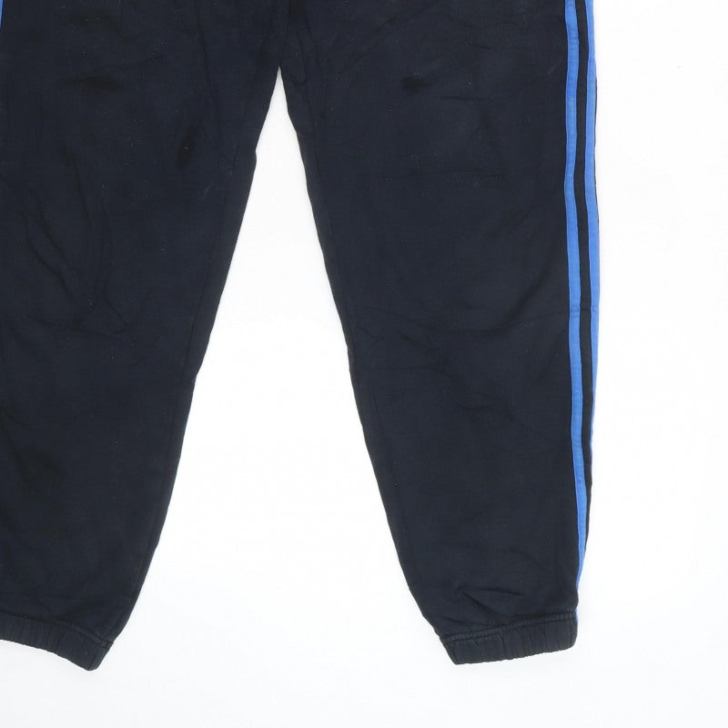 Adidas Men's Blue L Performance Essentials 3 Stripe Track Pants