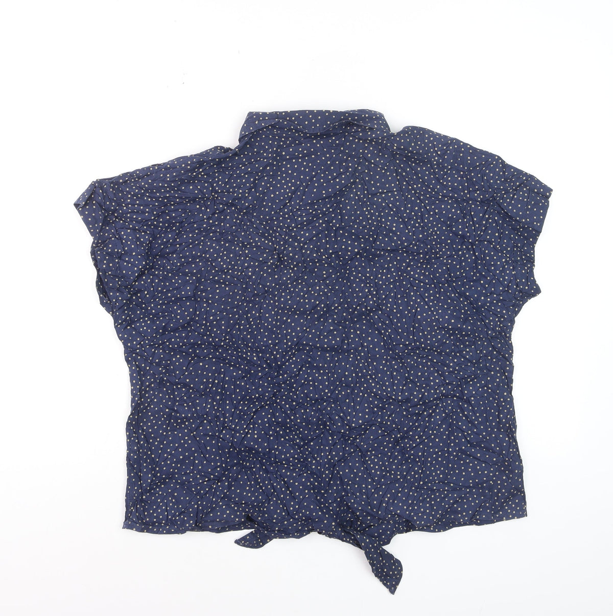 Marks and Spencer Women Blue UK 18 Polka Dot Tie Front Button-Up Shirt