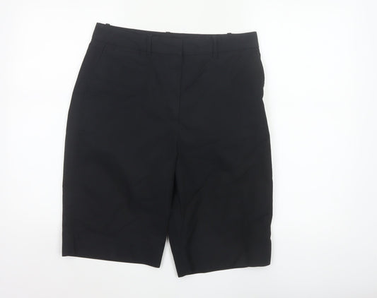 Marks and Spencer Women Black Size 12 Bermuda Tailored Work Shorts