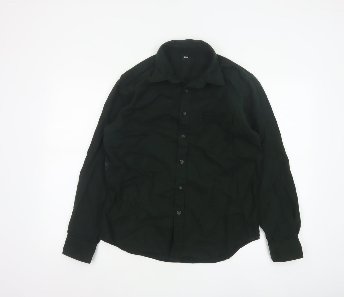UNIQLO Men’s Black S Cotton Long Sleeve Button-Up Work Shirt