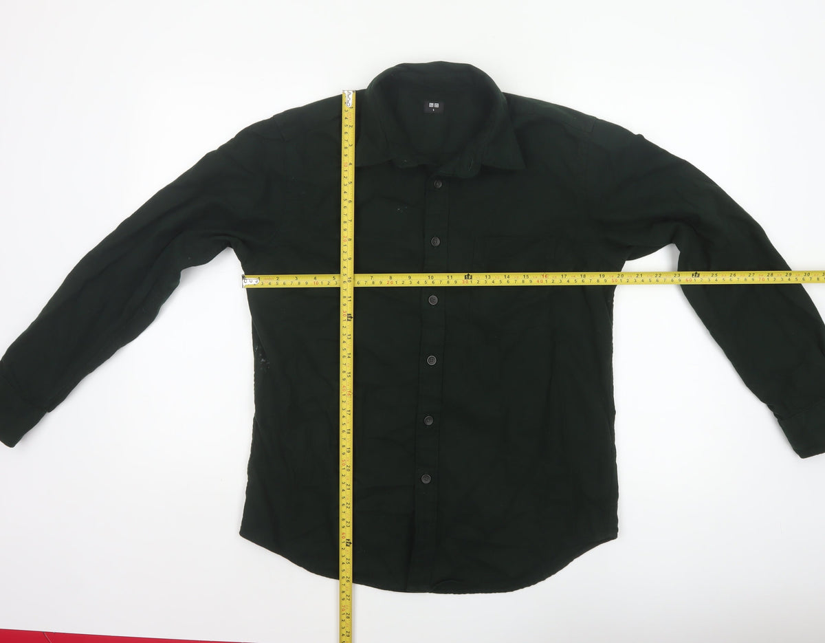 UNIQLO Men’s Black S Cotton Long Sleeve Button-Up Work Shirt