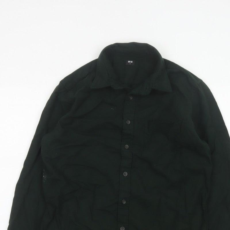 UNIQLO Men’s Black S Cotton Long Sleeve Button-Up Work Shirt