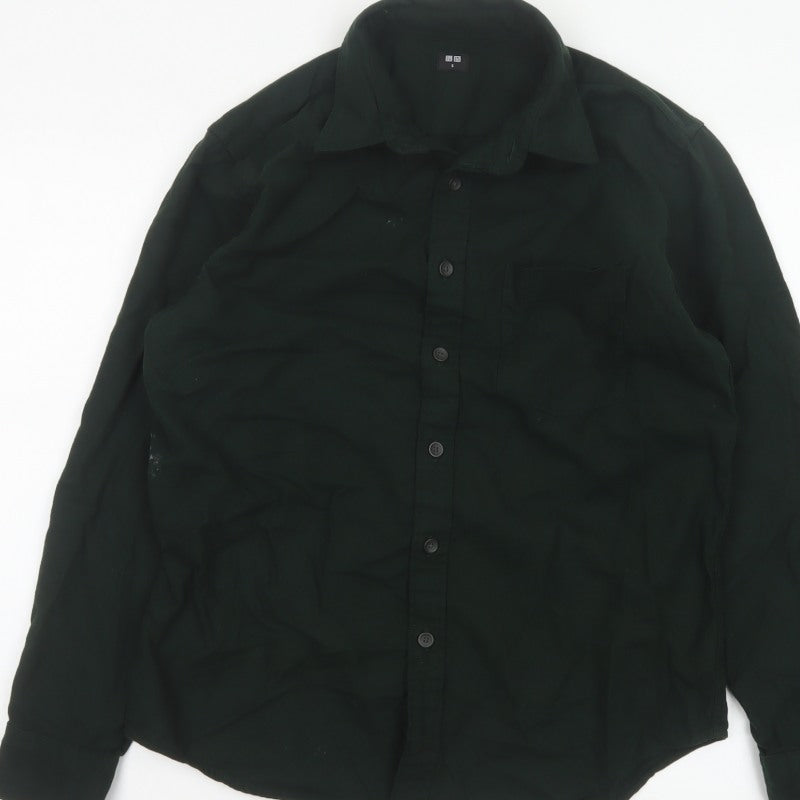 UNIQLO Men’s Black S Cotton Long Sleeve Button-Up Work Shirt