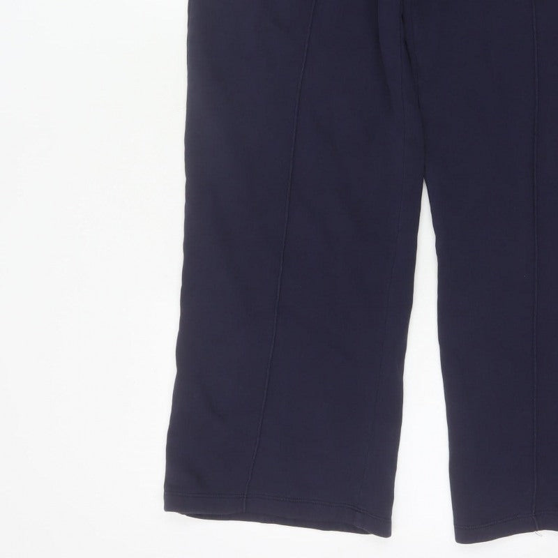 H&M Women's Blue L Wide Leg Fleece Jogger Trousers Drawstring