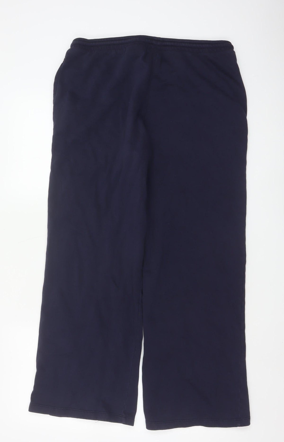 H&M Women's Blue L Wide Leg Fleece Jogger Trousers Drawstring