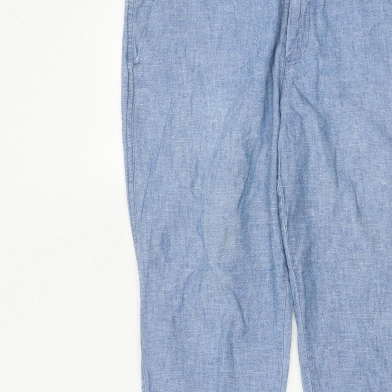 GAP Women’s Blue UK 12 Chambray Straight Chino Trousers Cotton