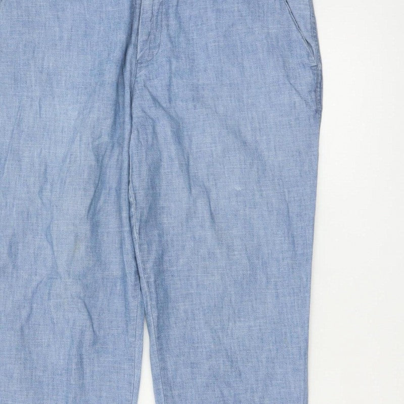 GAP Women’s Blue UK 12 Chambray Straight Chino Trousers Cotton