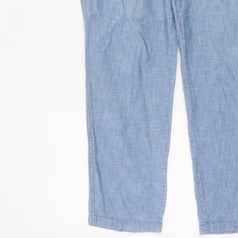 GAP Women’s Blue UK 12 Chambray Straight Chino Trousers Cotton