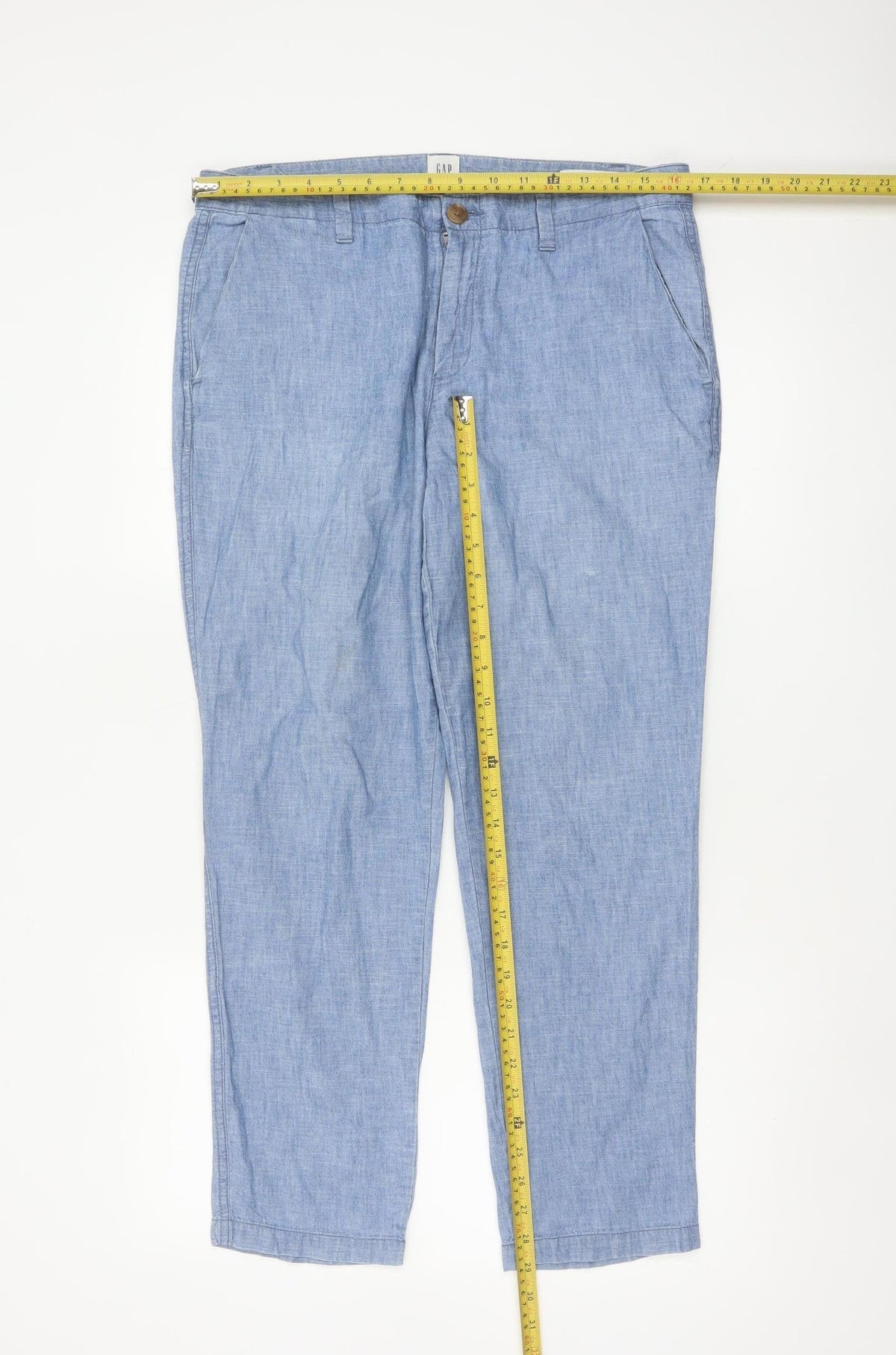 GAP Women’s Blue UK 12 Chambray Straight Chino Trousers Cotton