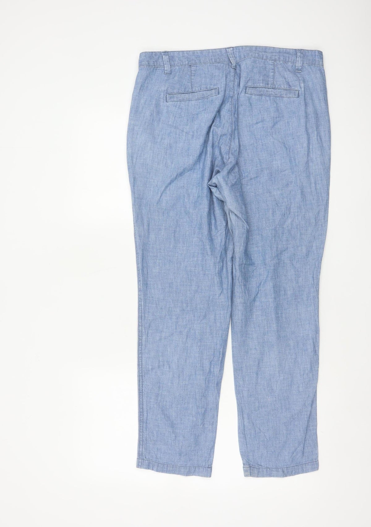 GAP Women’s Blue UK 12 Chambray Straight Chino Trousers Cotton