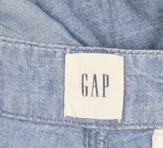 GAP Women’s Blue UK 12 Chambray Straight Chino Trousers Cotton