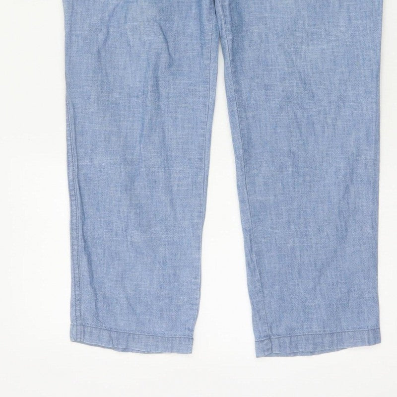 GAP Women’s Blue UK 12 Chambray Straight Chino Trousers Cotton
