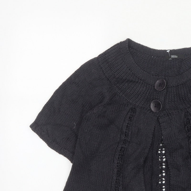 Marks & Spencer Women’s Navy UK 12 Short Sleeve Chunky Knit Cardigan