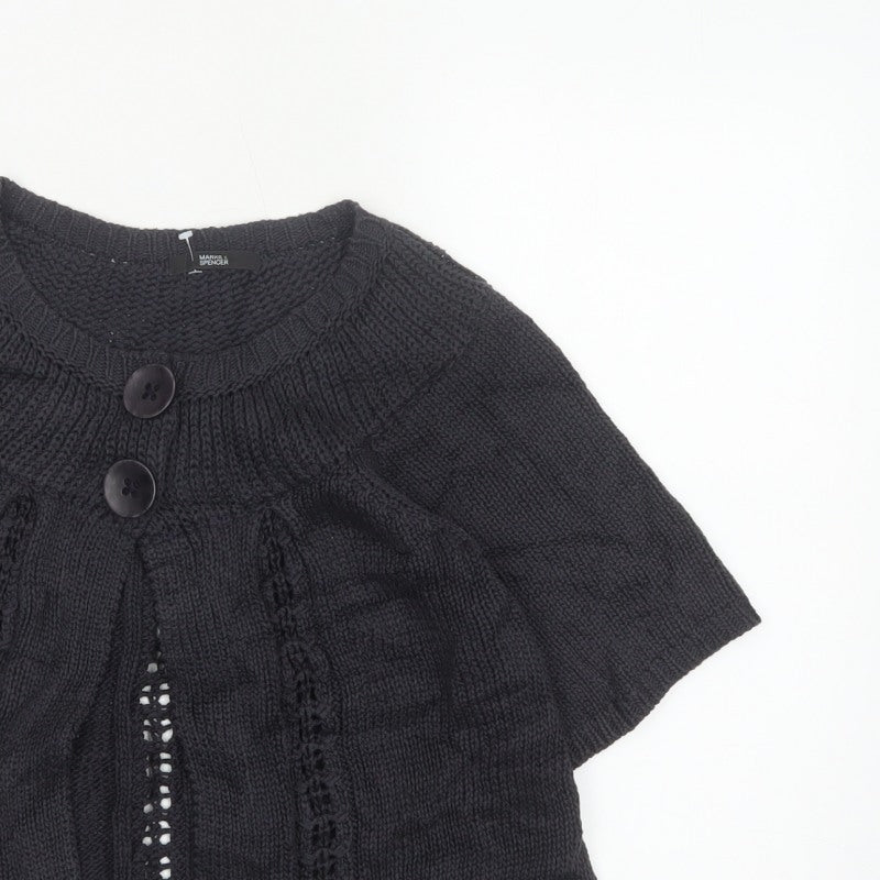 Marks & Spencer Women’s Navy UK 12 Short Sleeve Chunky Knit Cardigan
