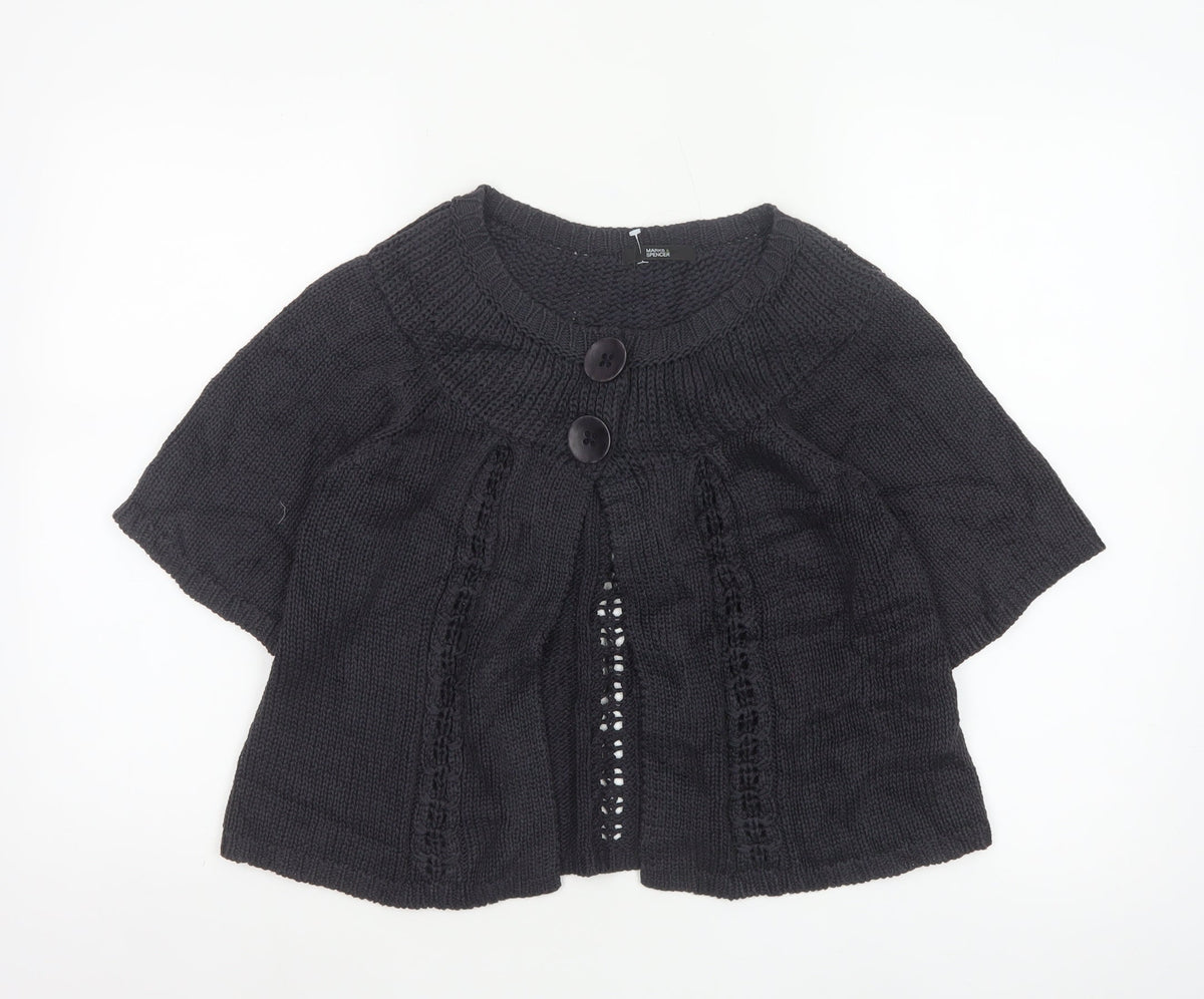 Marks & Spencer Women’s Navy UK 12 Short Sleeve Chunky Knit Cardigan