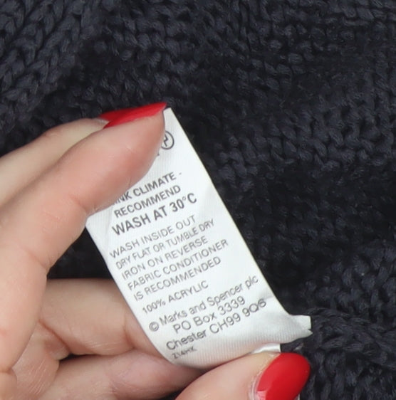 Marks & Spencer Women’s Navy UK 12 Short Sleeve Chunky Knit Cardigan