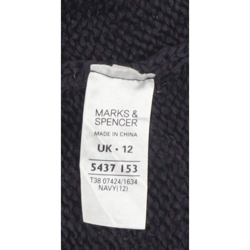 Marks & Spencer Women’s Navy UK 12 Short Sleeve Chunky Knit Cardigan