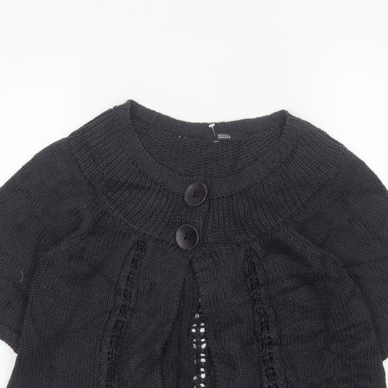 Marks & Spencer Women’s Navy UK 12 Short Sleeve Chunky Knit Cardigan