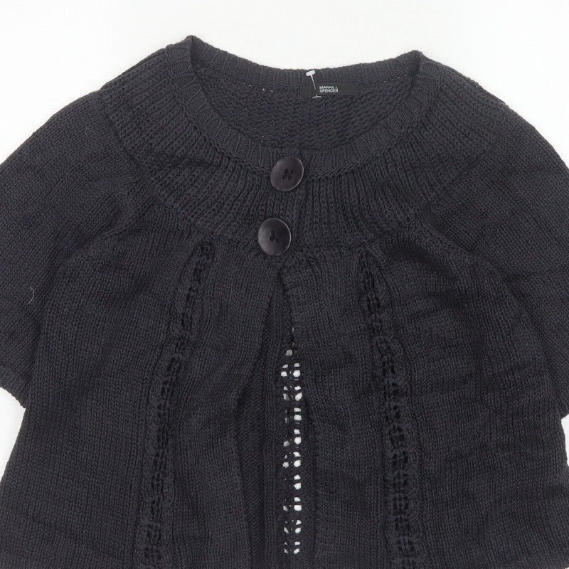 Marks & Spencer Women’s Navy UK 12 Short Sleeve Chunky Knit Cardigan