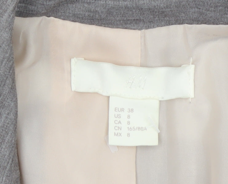 H&M Women's Grey UK 10 Single-Breasted Stretch Lined Blazer