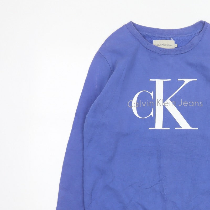 Calvin Klein Jeans Men’s Blue M CK Logo Graphic Crew Neck Sweatshirt Pullover