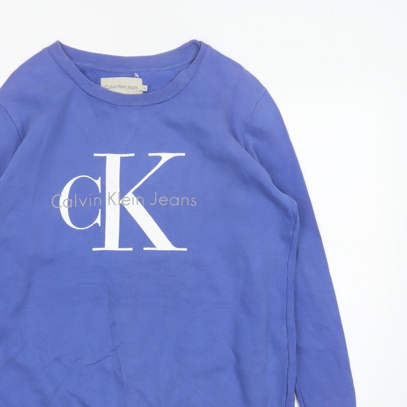 Calvin Klein Jeans Men’s Blue M CK Logo Graphic Crew Neck Sweatshirt Pullover