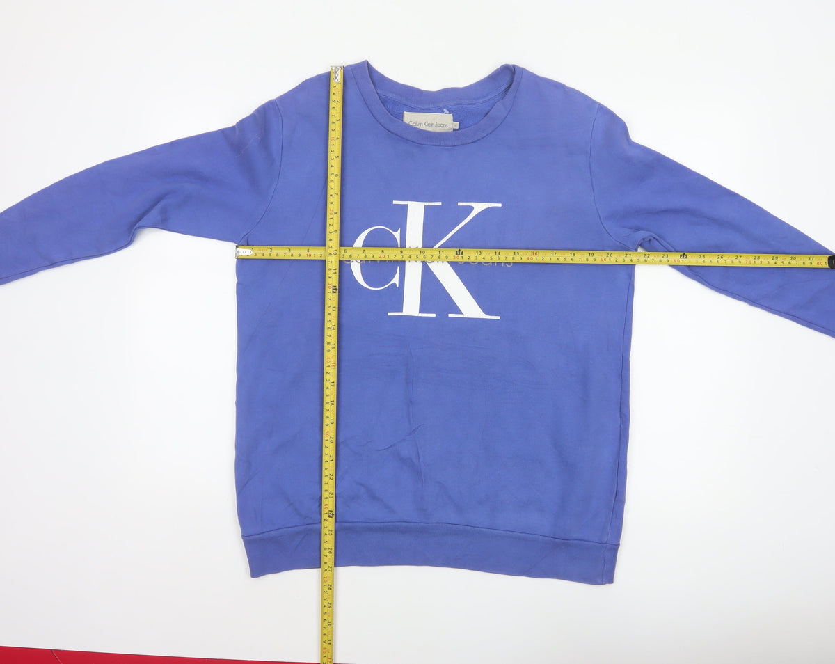 Calvin Klein Jeans Men’s Blue M CK Logo Graphic Crew Neck Sweatshirt Pullover
