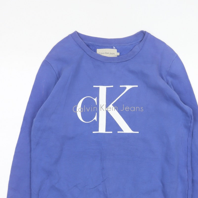 Calvin Klein Jeans Men’s Blue M CK Logo Graphic Crew Neck Sweatshirt Pullover