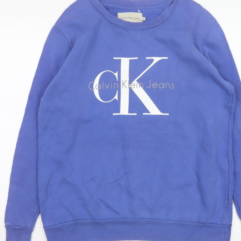 Calvin Klein Jeans Men’s Blue M CK Logo Graphic Crew Neck Sweatshirt Pullover
