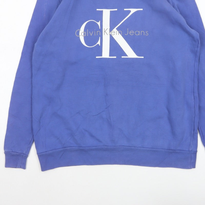 Calvin Klein Jeans Men’s Blue M CK Logo Graphic Crew Neck Sweatshirt Pullover