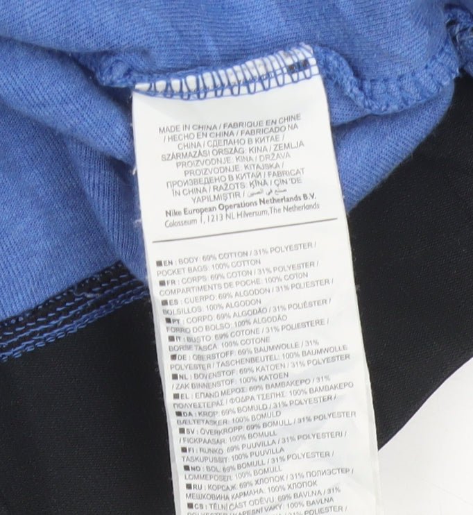 Nike Women Blue L Pullover Hoodie Logo Zip Pockets Tech Fleece