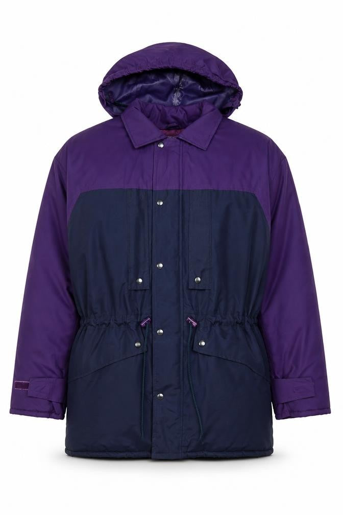 Gelert Arran Men's L Purple Navy Hooded Waterproof Padded Parka Coat